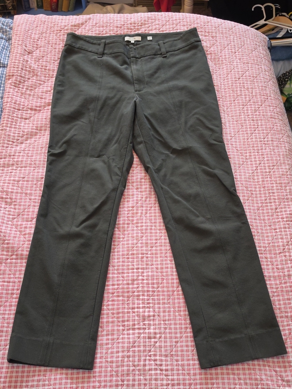 Vince Olive Green Trouser Pants Stretchy Office Work Wear Army Green Academia